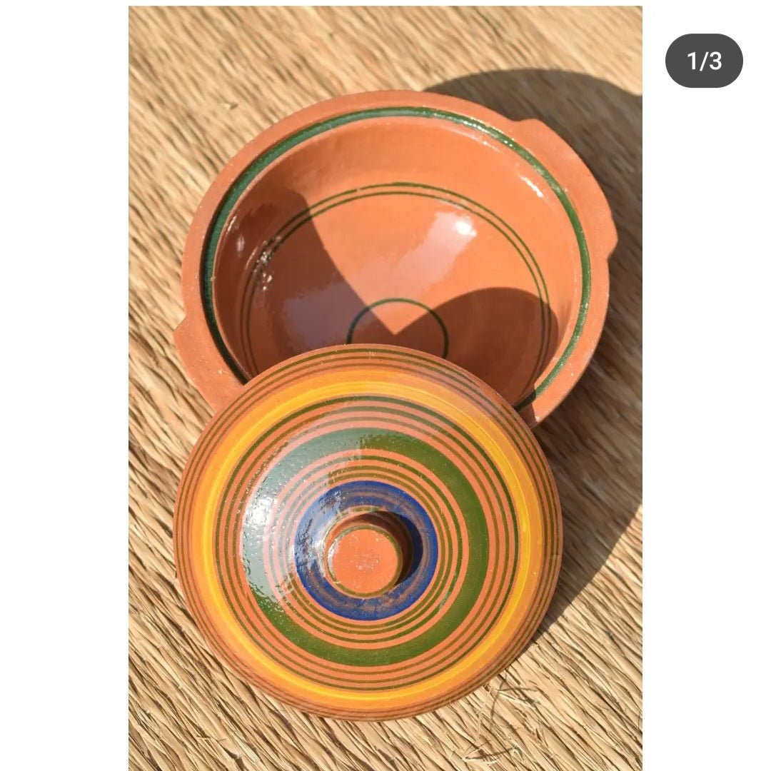 Terracotta Handpainted Glazed Karahi with Lid Safalina