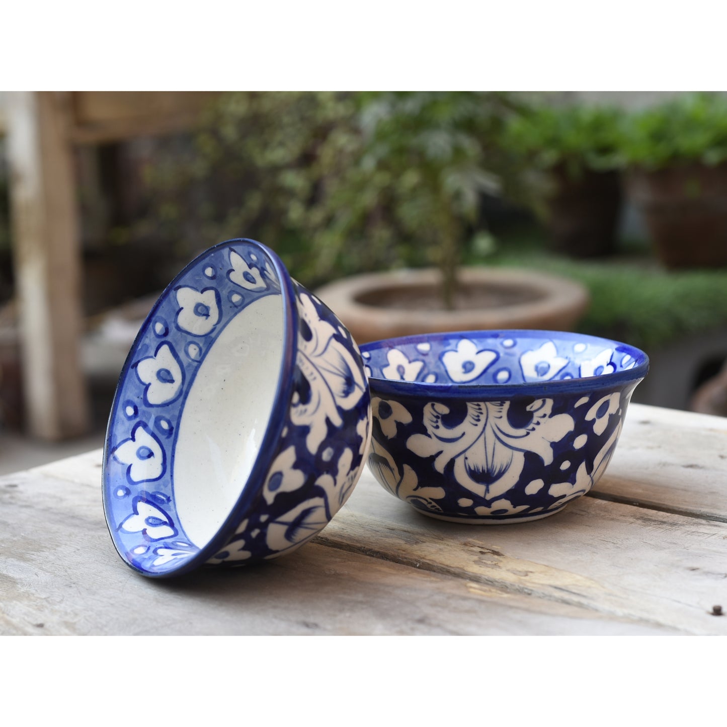 Set of 2 Vintage Blue Bowls