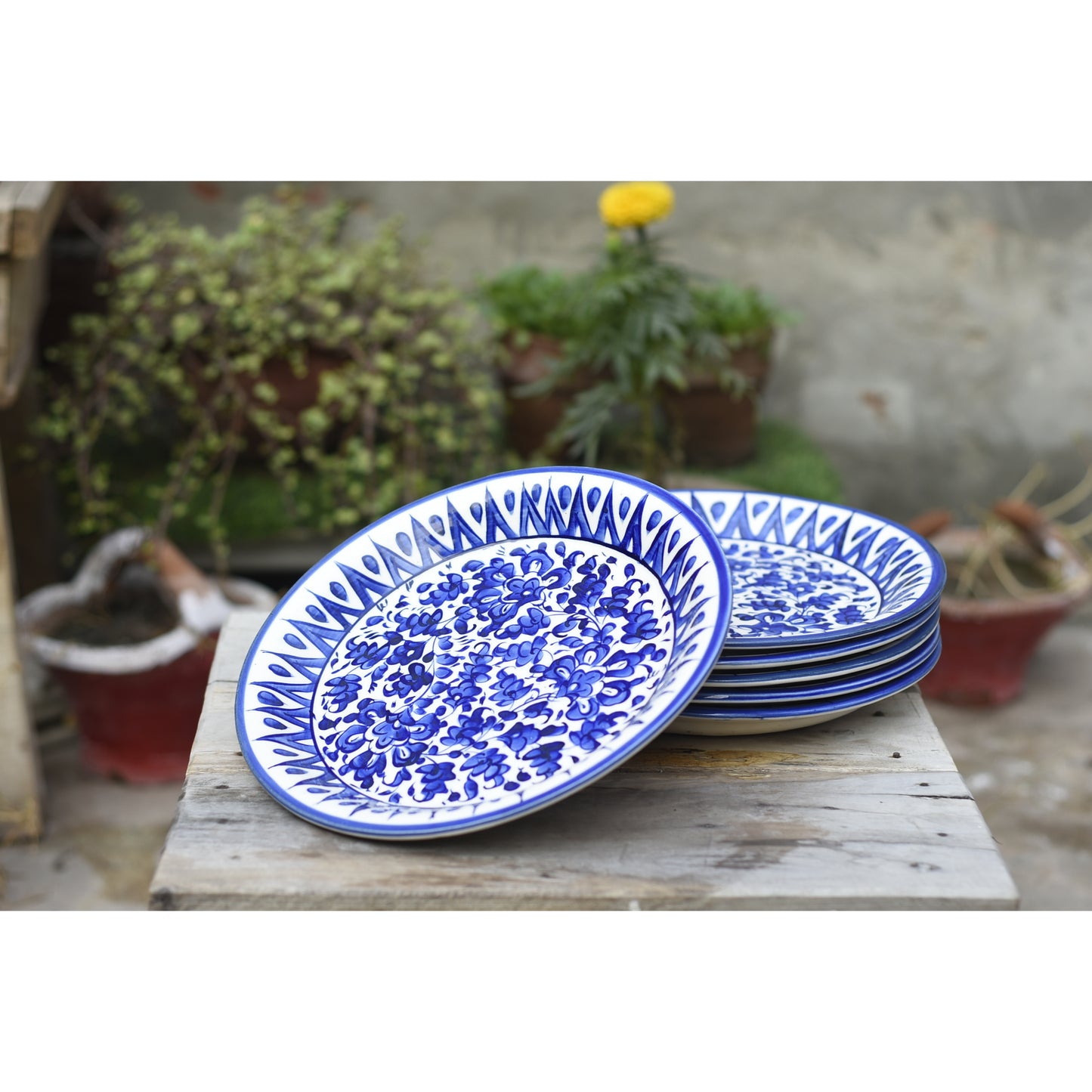 Serene Blue Dinner Plate| 10 inches|Set of 6