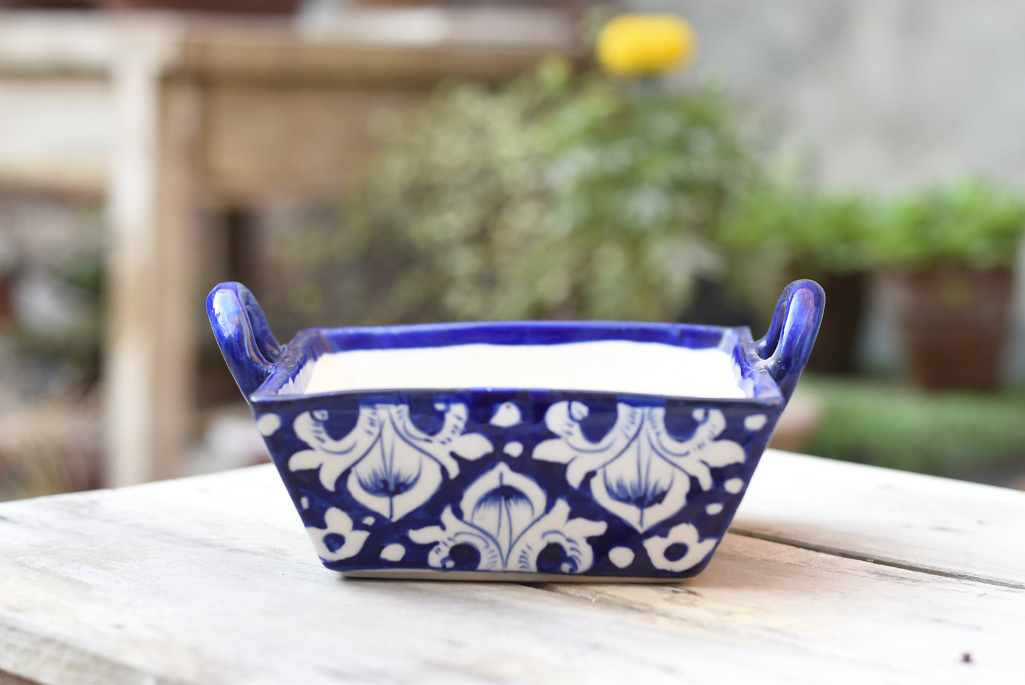 Set of 2 vintage Blue Square Karahi |Blue Pottery