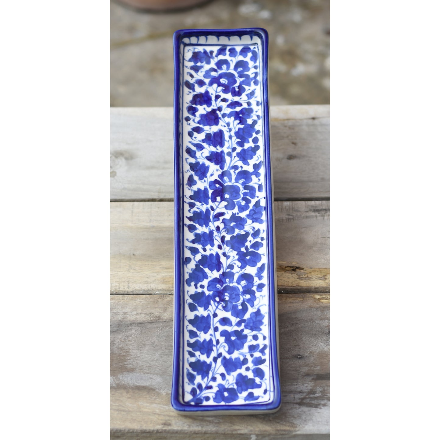 Serene Blue kebab Dish(Long)|Blue Pottery