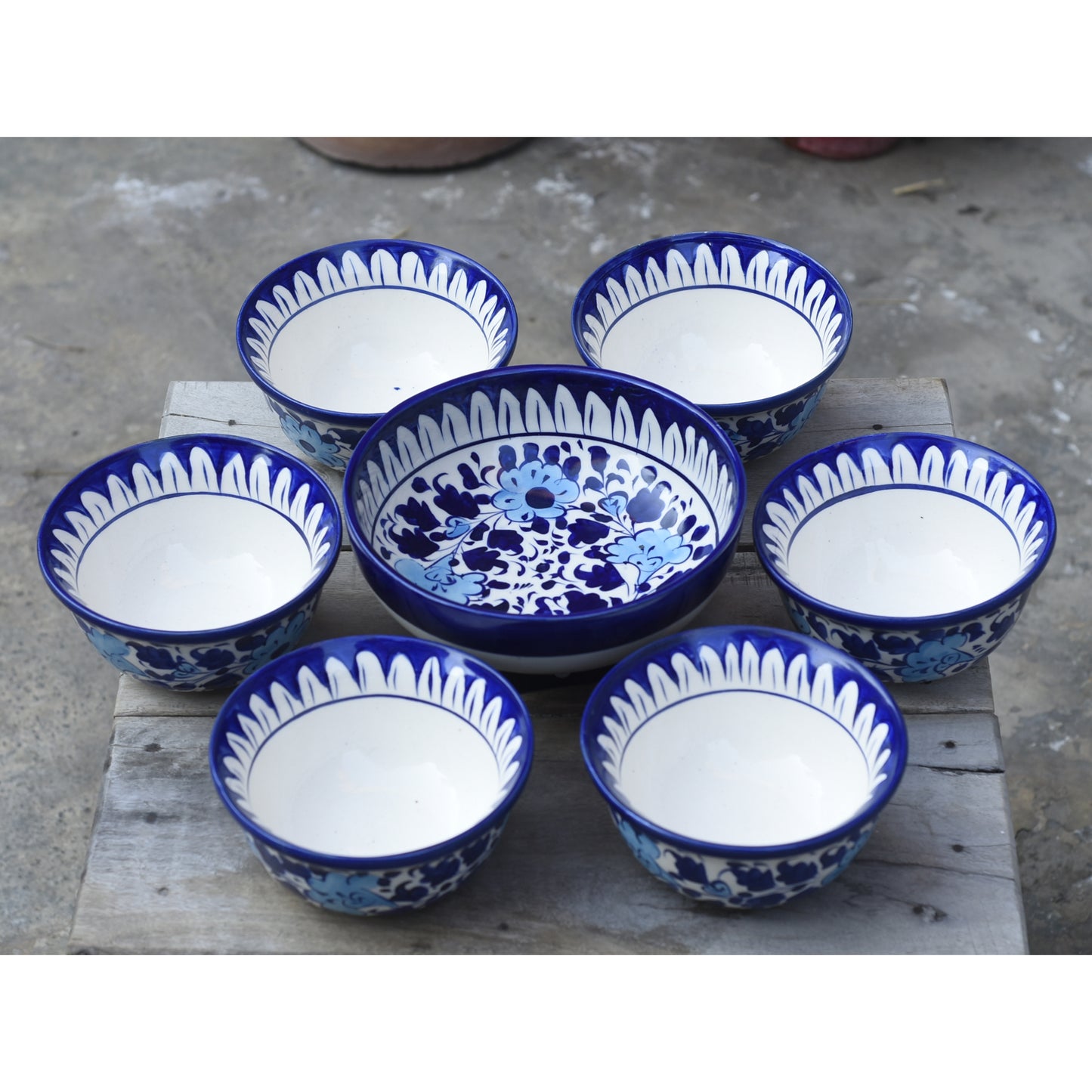 White Floral 6 person Dessert Set/Soup Set